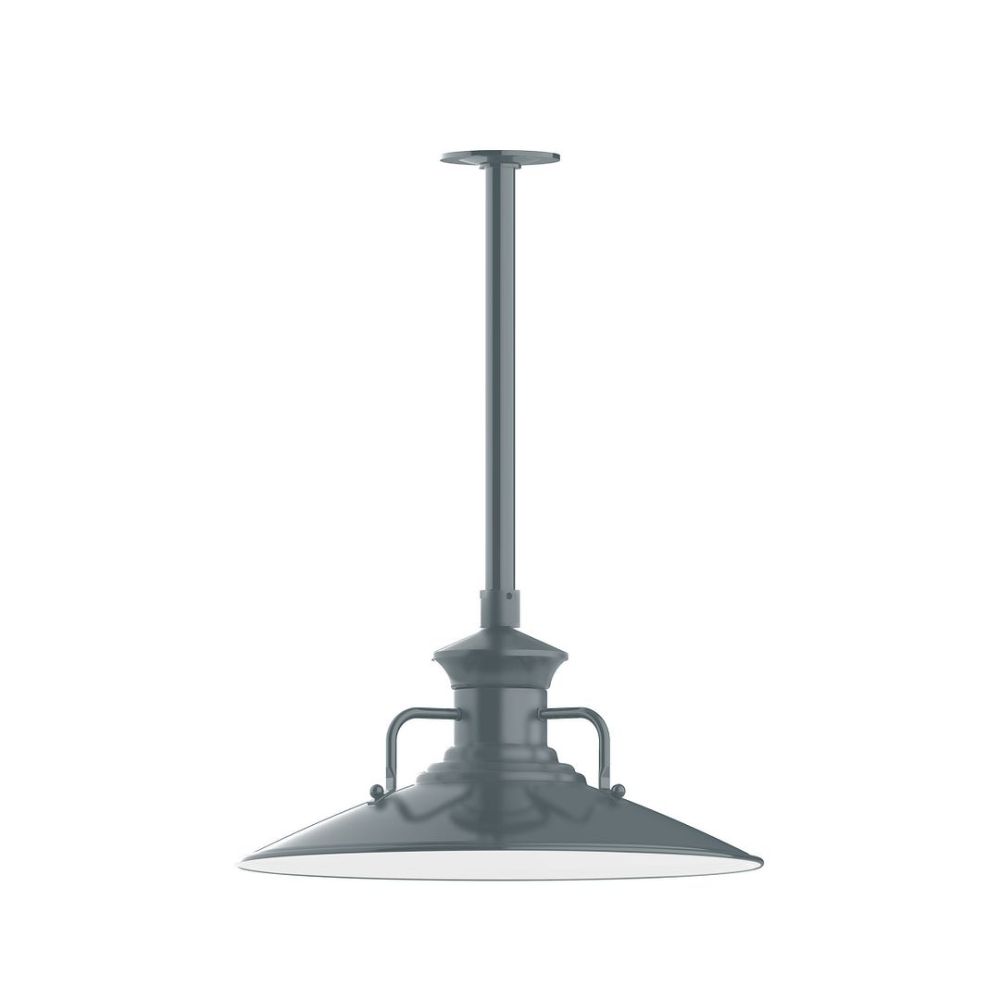 Montclair Lightworks STB143-40-L13 18" Homestead shade, stem mount LED Pendant with canopy, Slate Gray